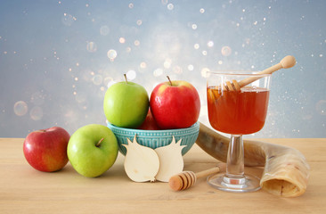 Rosh hashanah (jewish New Year holiday) concept. Traditional symbols