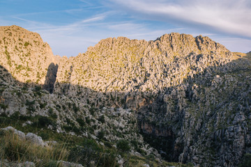 mediterranean mountains against blue sky