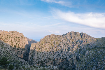 mediterranean mountains against blue sky