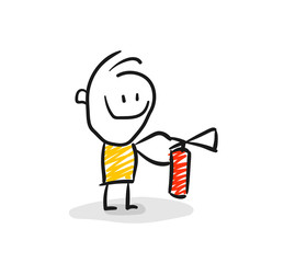 Strichfiguren / Strichmännchen: Feuerlöscher, Schutz. (Nr. 53)