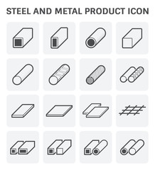 Vector icon of steel pipe and plate product  for industry work.