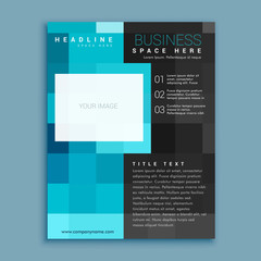 creative blue square geometric business brochure flyer cover page design template