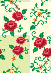 Folk embroidery with flowers - traditional pattern 
