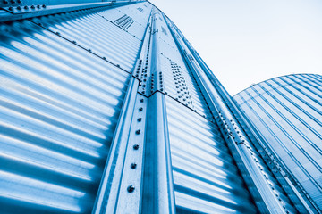 Modern silos for storing grain harvest. Agriculture.