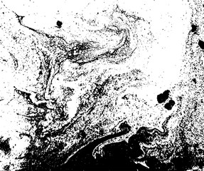 Black and white liquid texture. Watercolor hand drawn marbling illustration. Abstract vector background. Monochrome marble pattern.