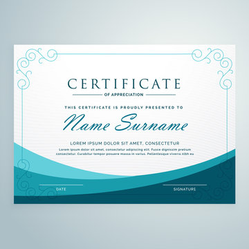 clean blue certificate design modern template