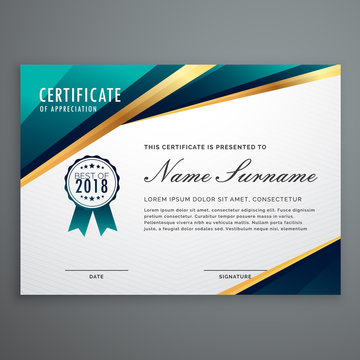 certificate design with luxury golden shapes. diploma template