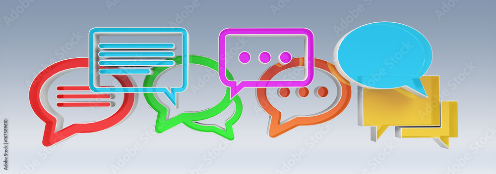 Wall mural digital colorful 3d rendering conversation icons