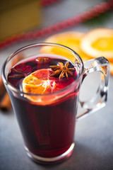 Mulled warming wine with spices