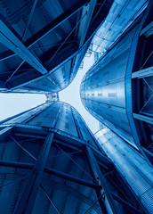 Modern silos for storing grain harvest. Agriculture.