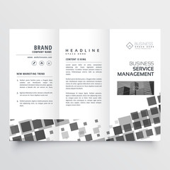 abstract black mosaic style tri fold brochure design template