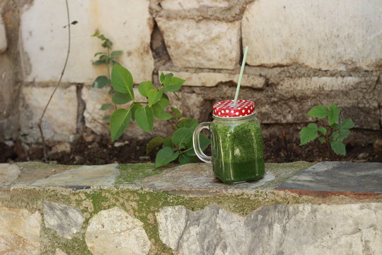 cucumber juice in the jar background