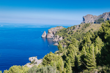 mediterranean mountains against blue sky