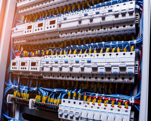 Voltage switchboard with circuit breakers.