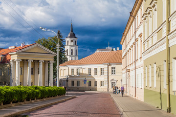 VILNIUS, LITHUANIA - AUGUST 15, 2016: Buildings on Simono Daukanto square in Vilnius, Lithuania.