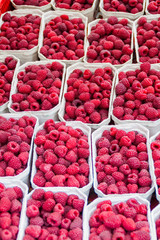 Raspberry stall at Riga Central market, Latvia
