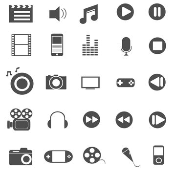 media and entertainment icons set vector