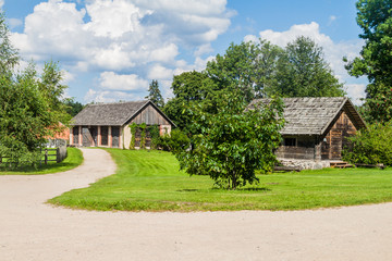 Fototapeta na wymiar Old village house in Turaida Museum Reserve, Latvia