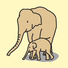 Elephant line drawing. hand drawn. vector illustration.