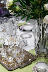 Table served with empty dishes