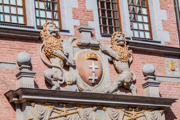 Lion statues at Great Armory in Gdansk, Poland