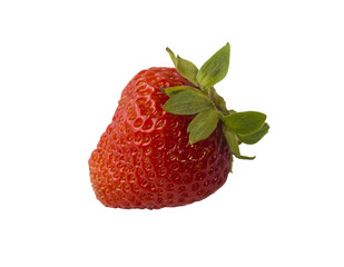 fresh ripen single strawberry on isolated white background