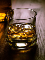Glass of whiskey on the rocks