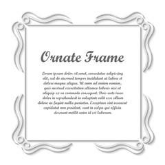 Vector decorative element for design. Frame template with place for text. Fine floral border. Lace decor. Elegant art for birthday and greeting card, wedding invitation.