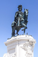 Fototapeta na wymiar Statue of Don Jose I on the Commerce Square in Lisbon.The date of opening is 1775.