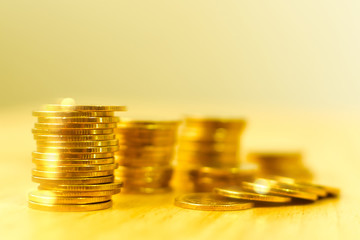 Coin gold stack save money, Finance and investment concept