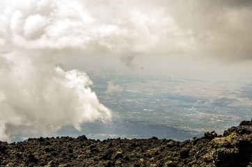 Fototapeta na wymiar Panoramic of the Sicilian territory from the Etna
