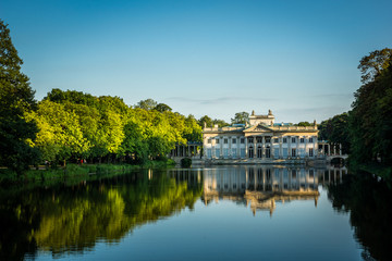 Fototapeta na wymiar Royal Palace on the Water in Lazienki Park in Warsaw, Poland