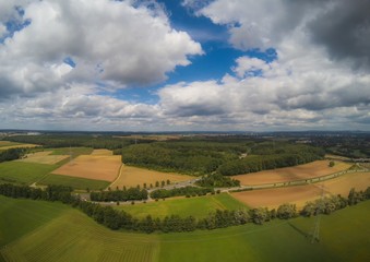 Obraz premium Aerial photo of the landscape near the city of Herzogenaurach in Bavaria in Germany