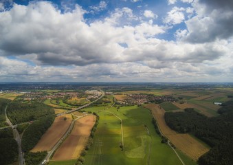 Fototapeta na wymiar Aerial photo of the landscape near the city of Herzogenaurach in Bavaria in Germany