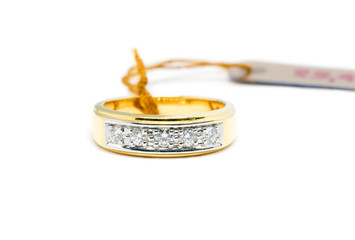 beautiful Gold ring with diamond isolated