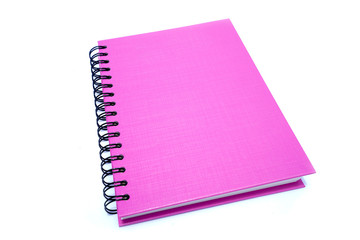 Pink note book isolated on white background