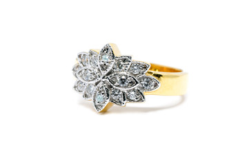 beautiful Gold ring with diamond isolated