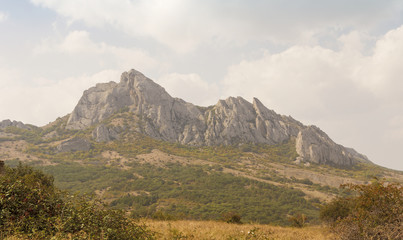 Interesting rocky tops of the mountains.South-East Crimea.