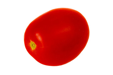 One tomato lying on white background.