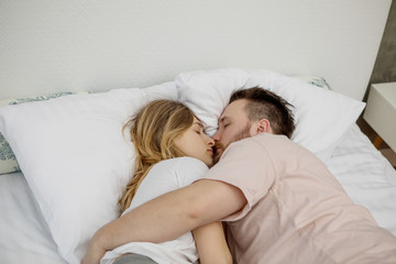 Couple lovers in the bed