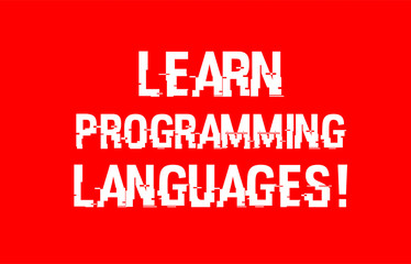 learn programming languages text red white concept design background