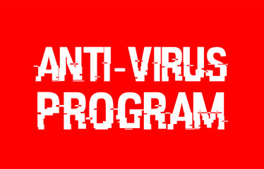 anti-virus program text red white concept design background