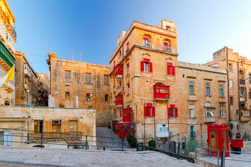 Malta. Traditional balconies on the houses. - obrazy, fototapety, plakaty