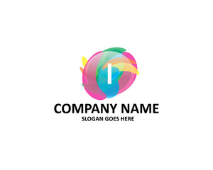 i letter abstract colorful logo