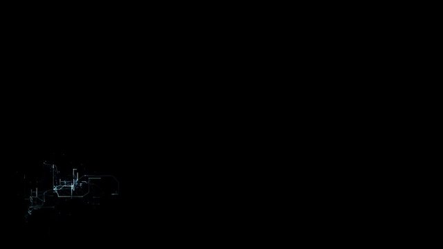 Vernetzte Technik Hintergrund Animation - Wachsendes Netzwerk auf schwarzem Hintergrund