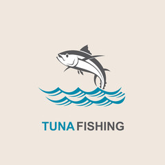 icon of tuna fish with waves