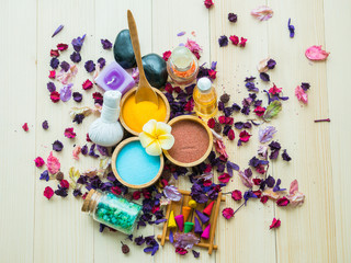 The accessories of spa scrub for skin healthy