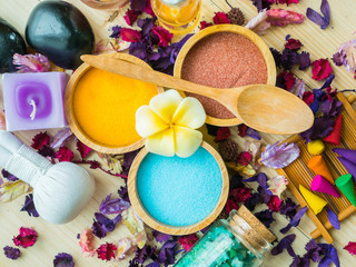 The accessories of spa scrub for skin healthy
