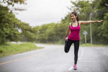 woman runner warm up outdoor