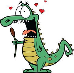 Naklejka premium Crocodile In Love